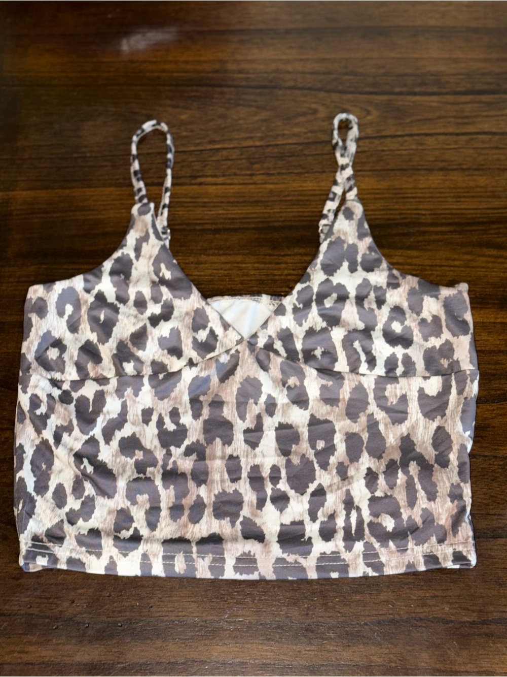 Leopard Print Cami Crop Top — Neutral Brown